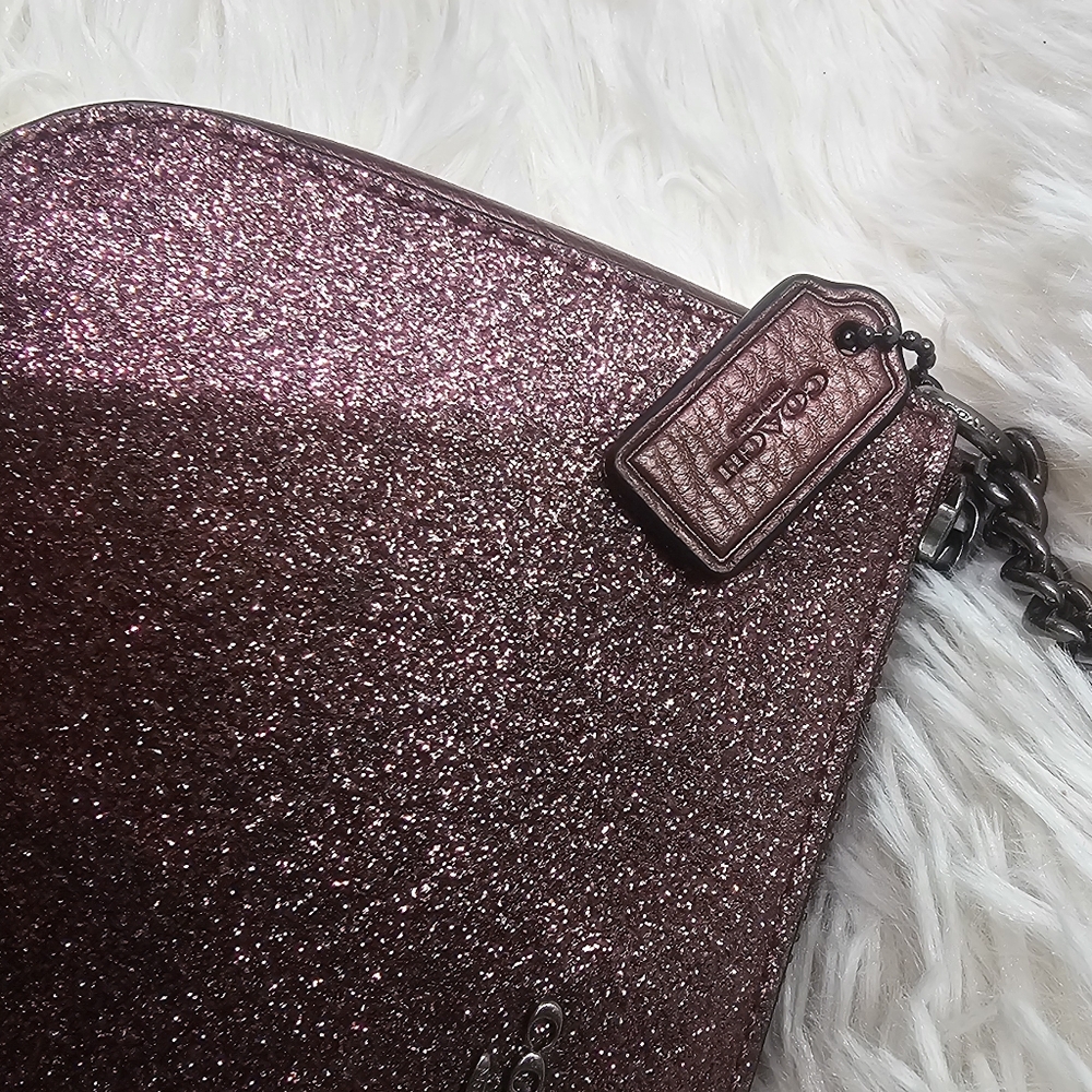 Coach Nolita Wristlet 15" inch Burgundy Glitter/Silver 2015 EUC - Picture 6 of 16